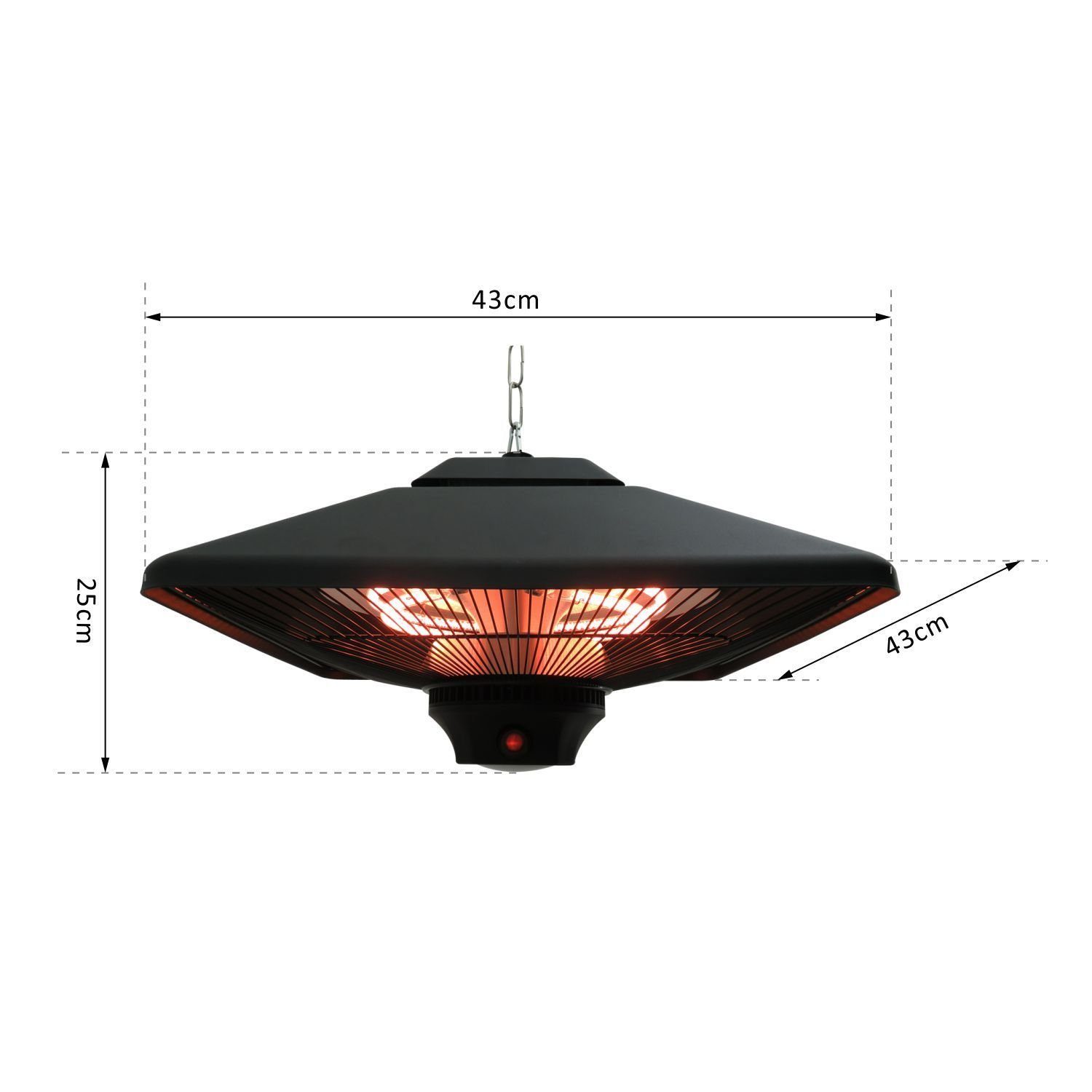 Outsunny Heizstrahler Terrassenstrahler Heizstrahler mit Fernbedienung LED Beleuchtung, 2000 W, für Außenbereich, Schwarz