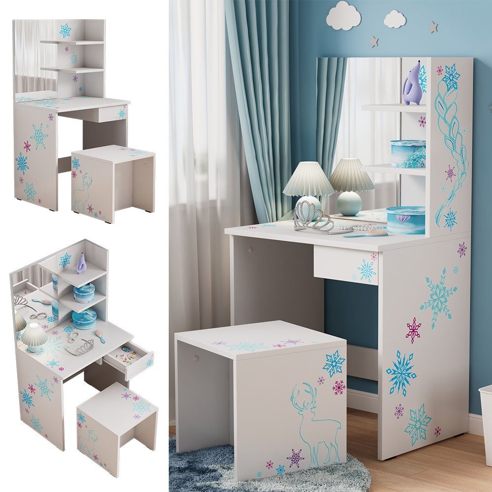 Vicco Schminktisch Schneeflocke, Weiß, 55 cm mit Hocker günstig online kaufen