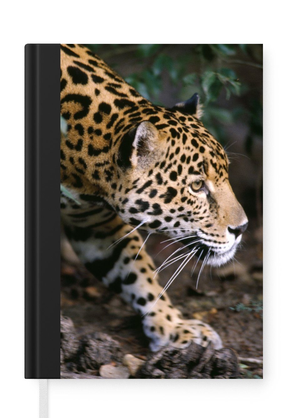 MuchoWow Notizbuch Schleichender Jaguar im Wald, Journal, Merkzettel, Tagebuch, Notizheft, A5, 98 Seiten, Haushaltsbuch