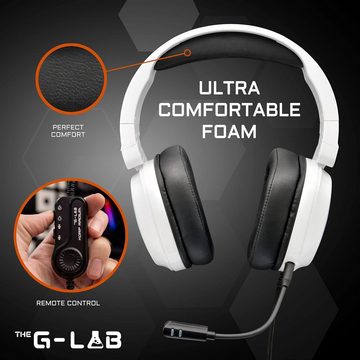 THE G-LAB Gaming-Headset (Ergonomisch gestaltet mit extra bequemem Schaumstoff, Mit Kabel, mit abnehmbarem Mikrofon, mit LED Licht,Kabel Stereo Sound Bass 3.5mm)