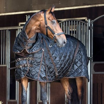 CATAGO Pferde-Stalldecke Stalldecke mit Halsteil, 100g - schwarz/grau
