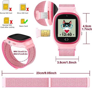 PTHTECHUS Smartwatch (1,37 Zoll), Kinder LED Touch Digitalkamera Kinderuhr Spiel Anruf Wecker 5-12 Jahre
