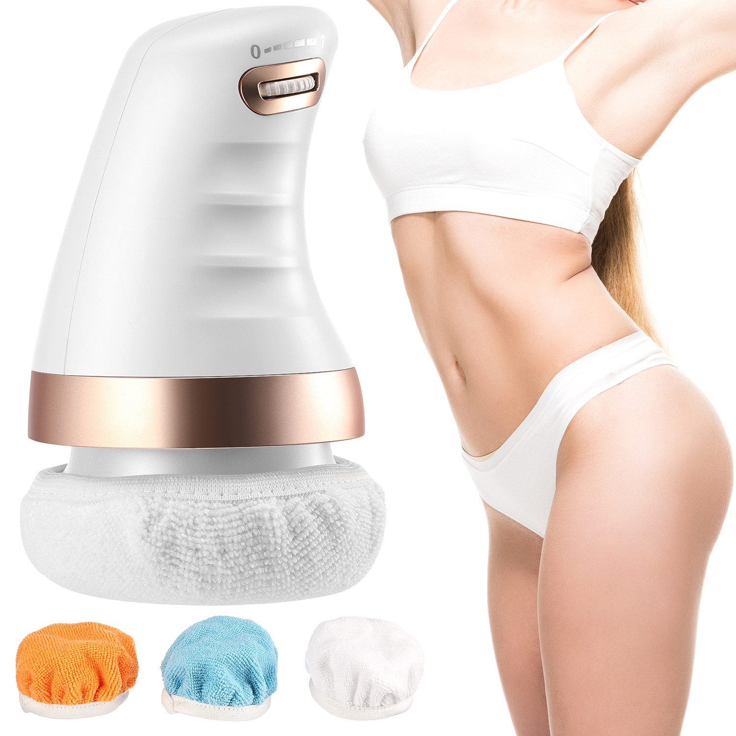 Massagegerät Elektrisches Anti-Cellulite-Massagegerät Mikrovibration mit 3Aufsätzen