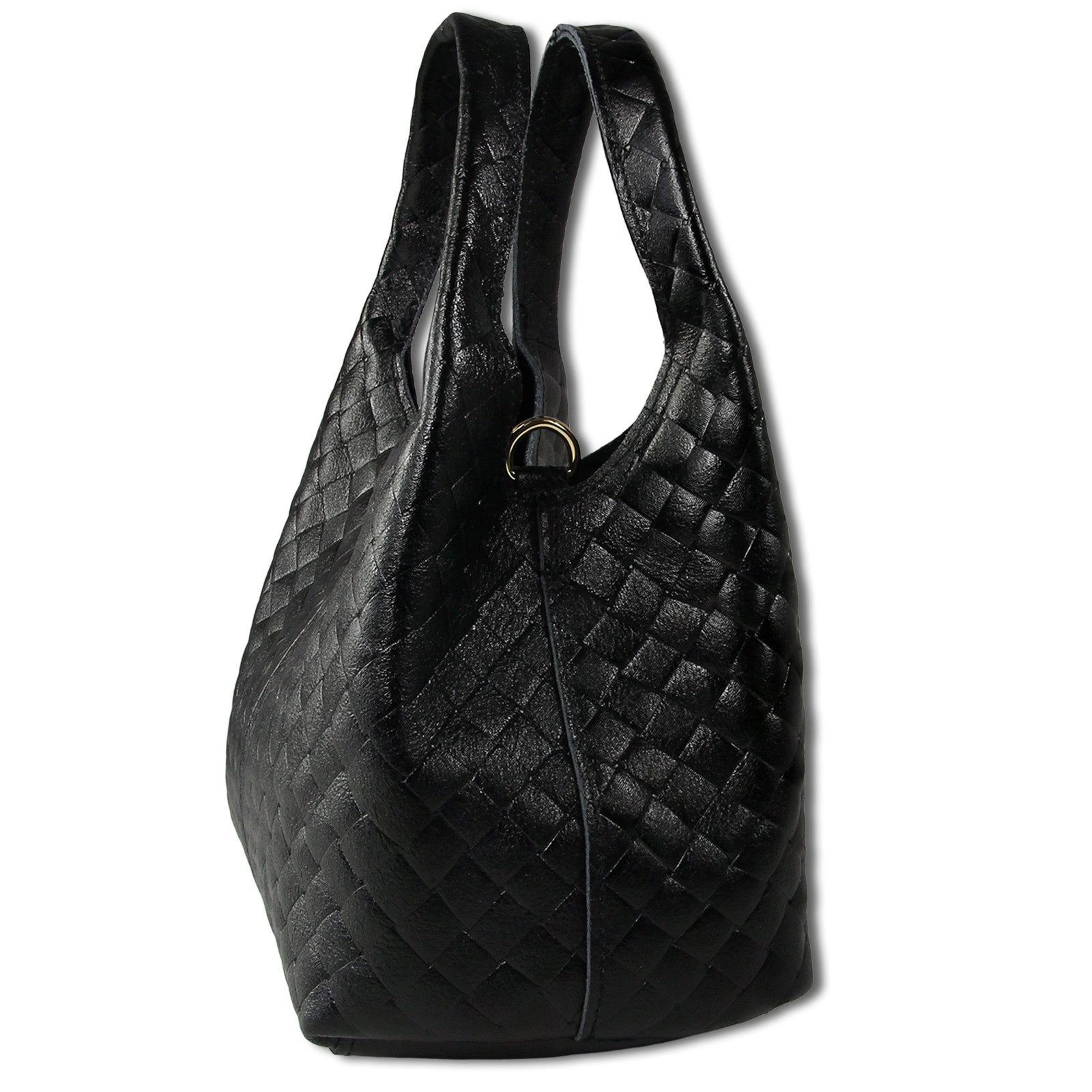 Toscanto Schultertasche Toscanto Damen Schultertasche Leder (Schultertasche), Damen Schultertasche Leder, schwarz ca. 23cm x ca. 21cm – Bild 4 von 5