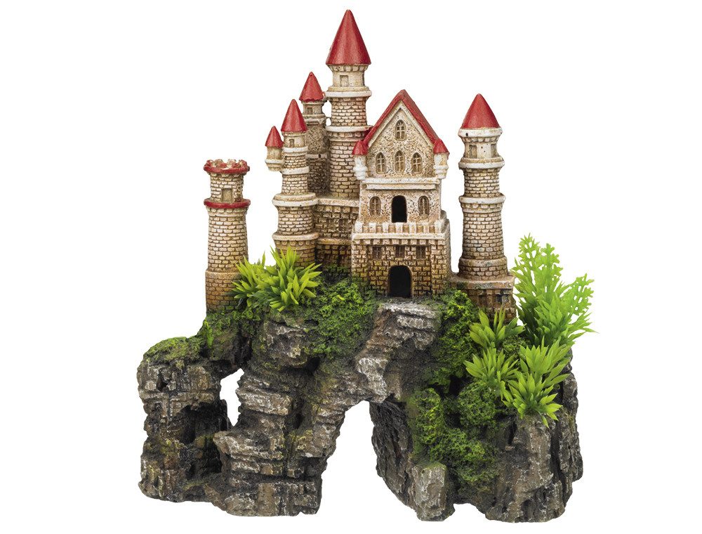 Aquariendeko "Schloss mit Pflanzen"