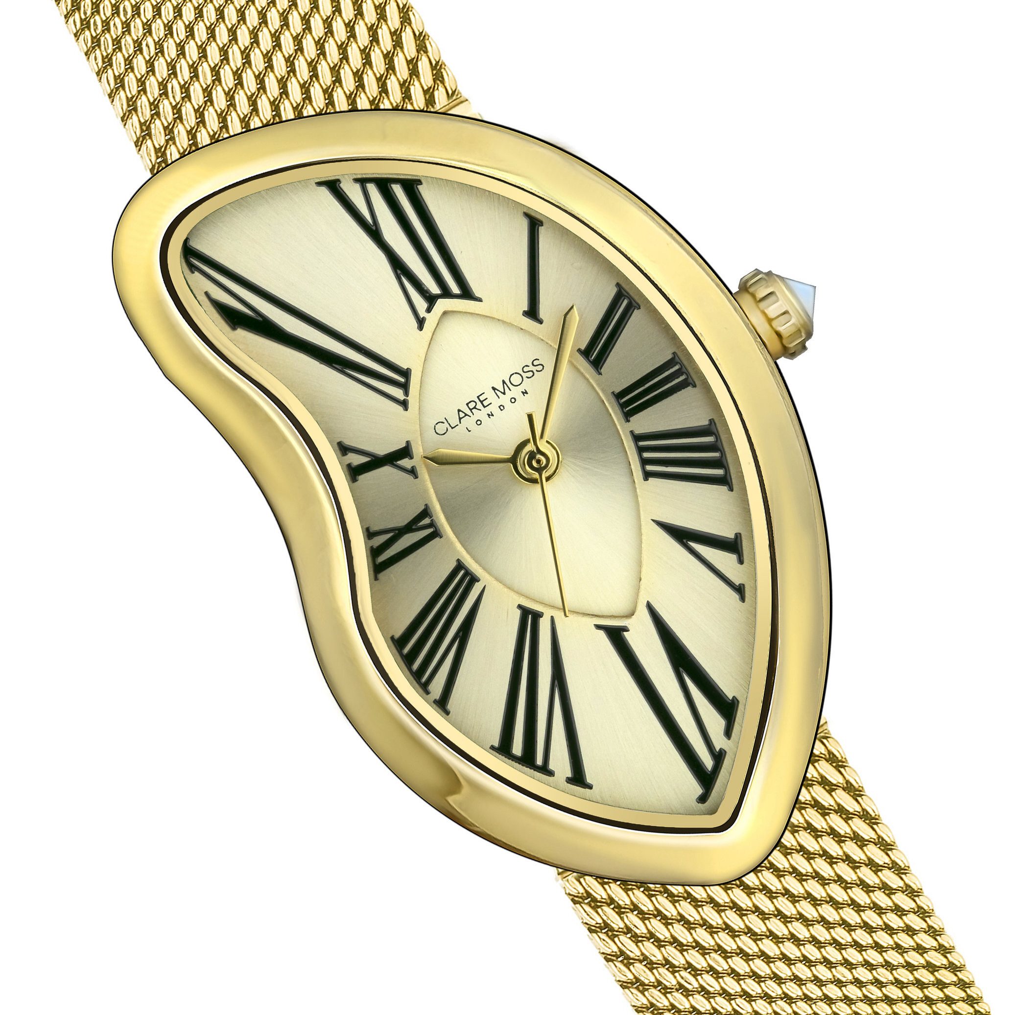 CLARE MOSS Quarzuhr CMA2-B034G Old money sunray Gold Mesh