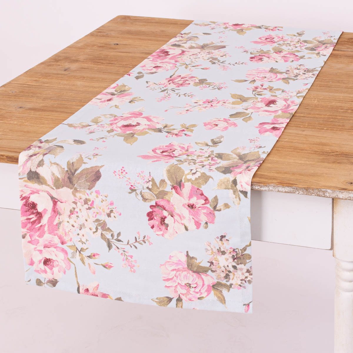 SCHÖNER LEBEN. Tischläufer Tischläufer Classic Painted Rose Rosen hellblau günstig online kaufen
