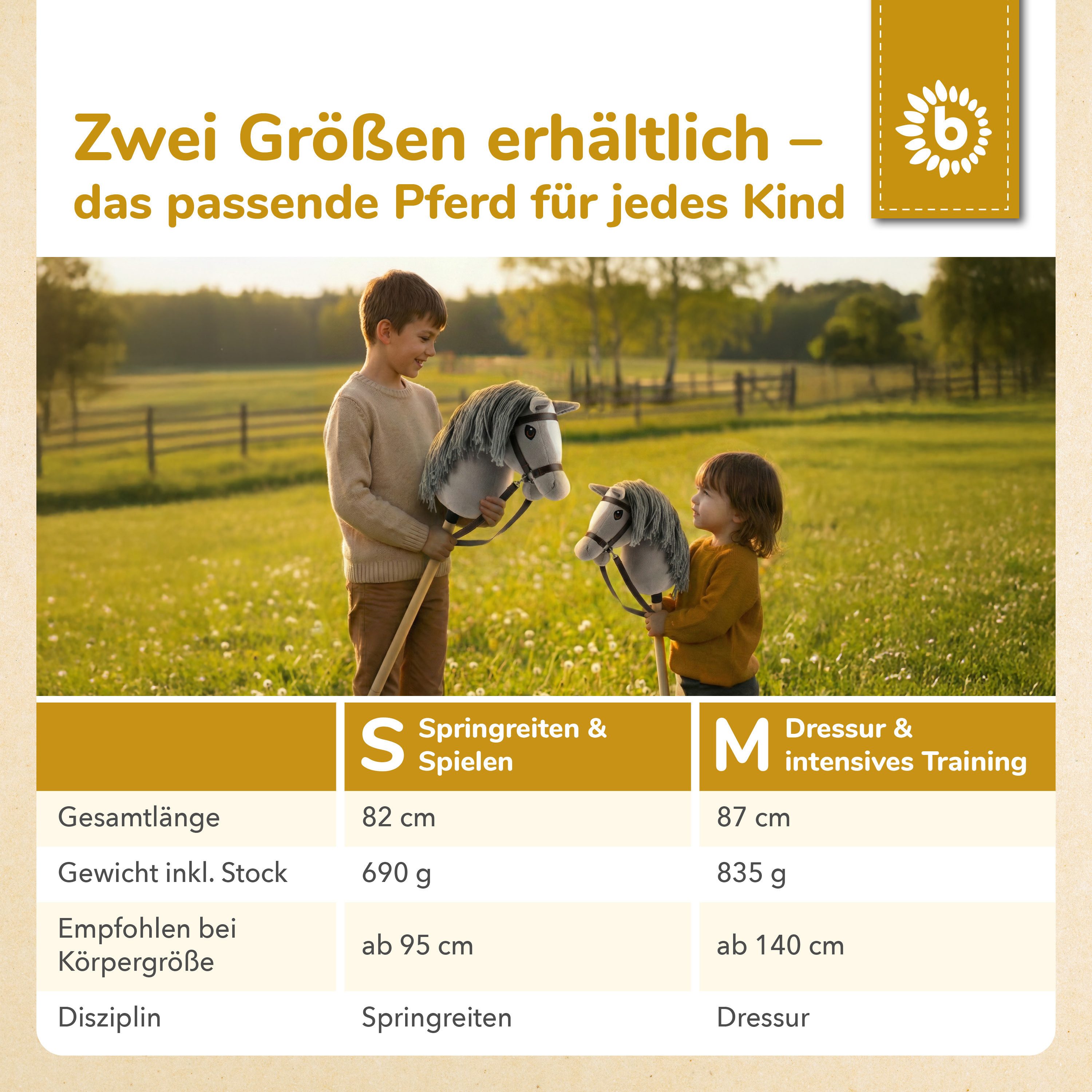 BIECO Steckenpferd Bieco Hobby Horse Steckenpferd Grauer - Größe M