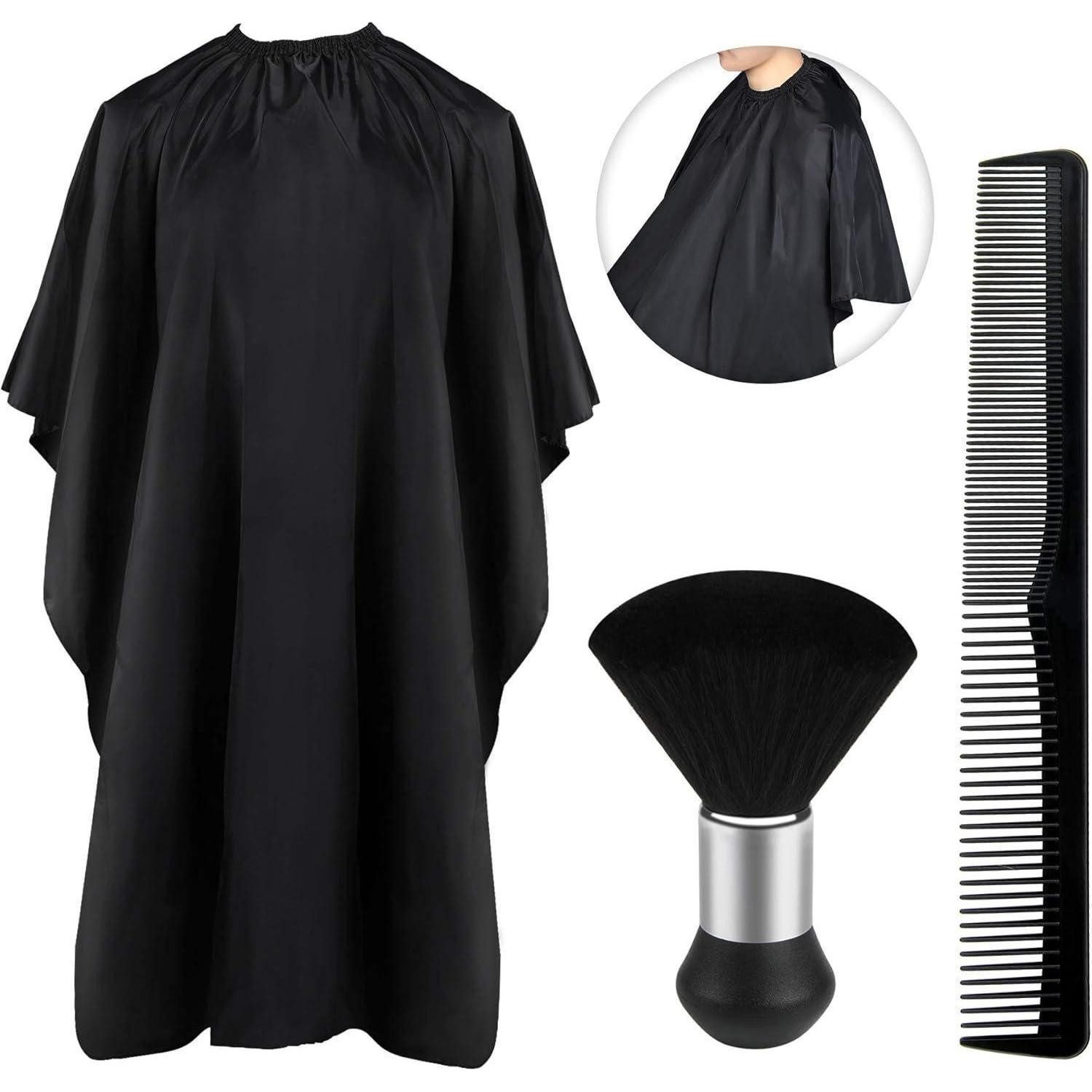 LuxusKollektion Umhängeschürze Friseurumhang Friseurkamm Hals Staubbürste Damen Herren Schwarz