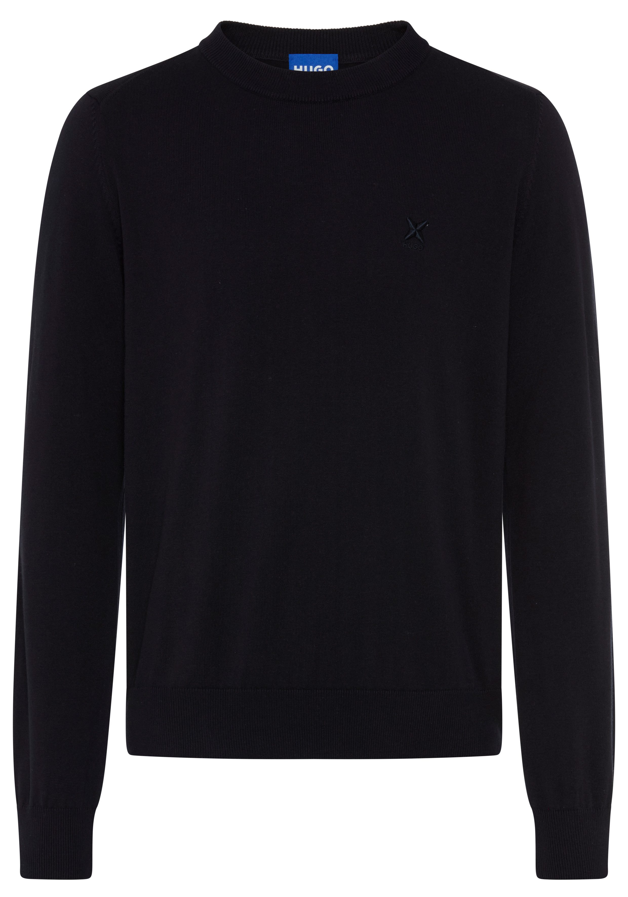 HUGO Strickpullover San Celio Rundhalsausschnitt, Regular Fit, Baumwollmix