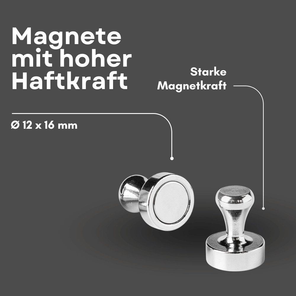 MaajeeKuto Magnet Pinnwand Magnet 12mm Neodym Magnete bis 5 KG Zugkraft Magnettafel (10-St)