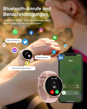 TUYOMA Smartwatch (1,03 Zoll, Android, iOS), mit Telefonfunktion,IP68 Wasserdicht Fitnessuhr mit Herzfrequenz, SpO2
