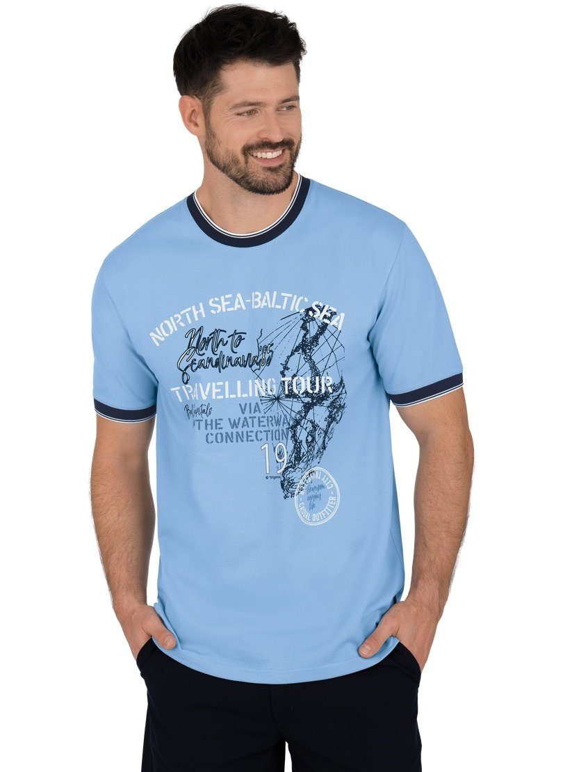 Trigema T-Shirt T-Shirt horizont in TRIGEMA Piqué-Qualität