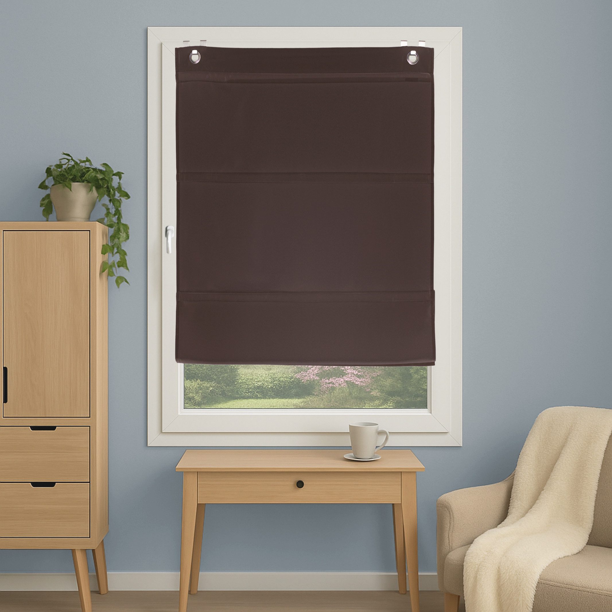 HOME WOHNIDEEN Magnetrollo ABELIA, mit Hakenaufhängung, ohne Bohren und Schrauben, Uni