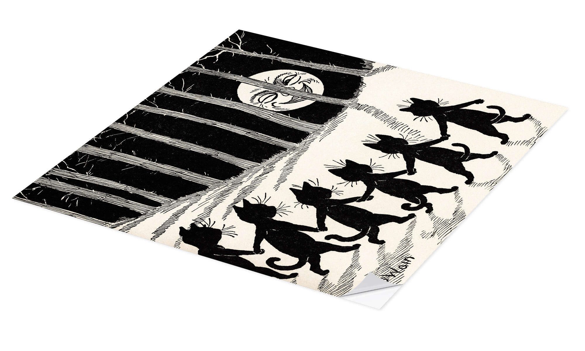 Posterlounge Wandbild Katzen bei Vollmond, Louis günstig online kaufen