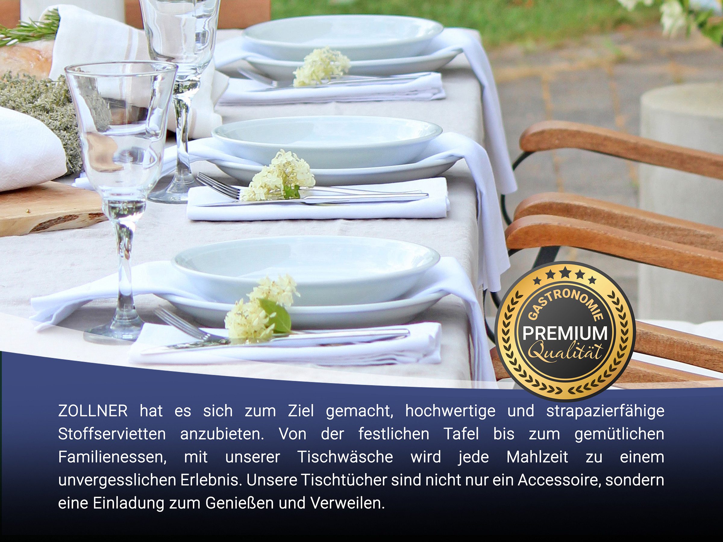 ZOLLNER Stoffserviette, (Spar-Set, 6 St), 40 x 40 cm, 100% Baumwolle, mit edler Atlaskante, Vollzwirn