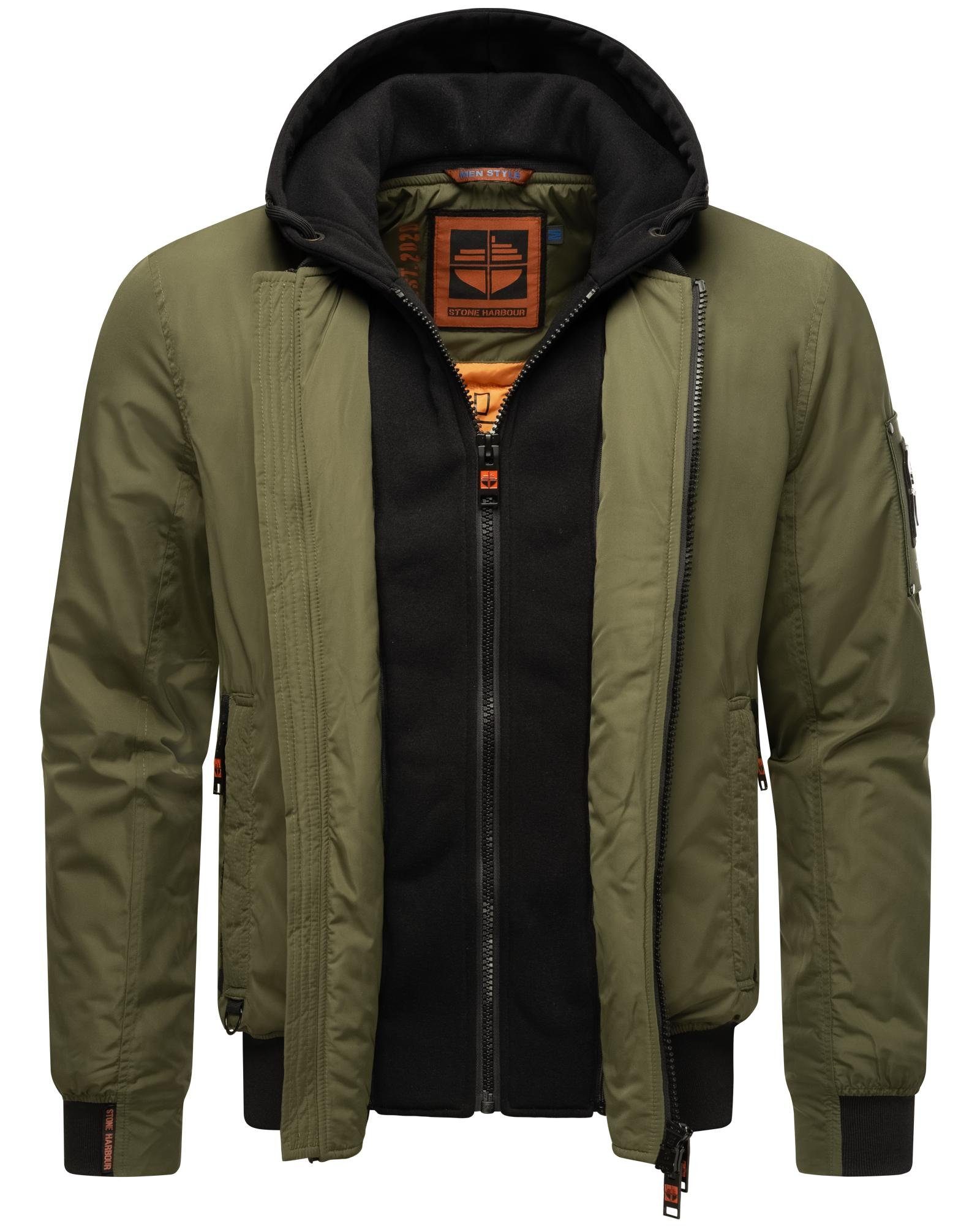 Stone Harbour Bomberjacke Hoobo Stylische Herren Fliegerjacke mit abnehmbarer Innenjacke