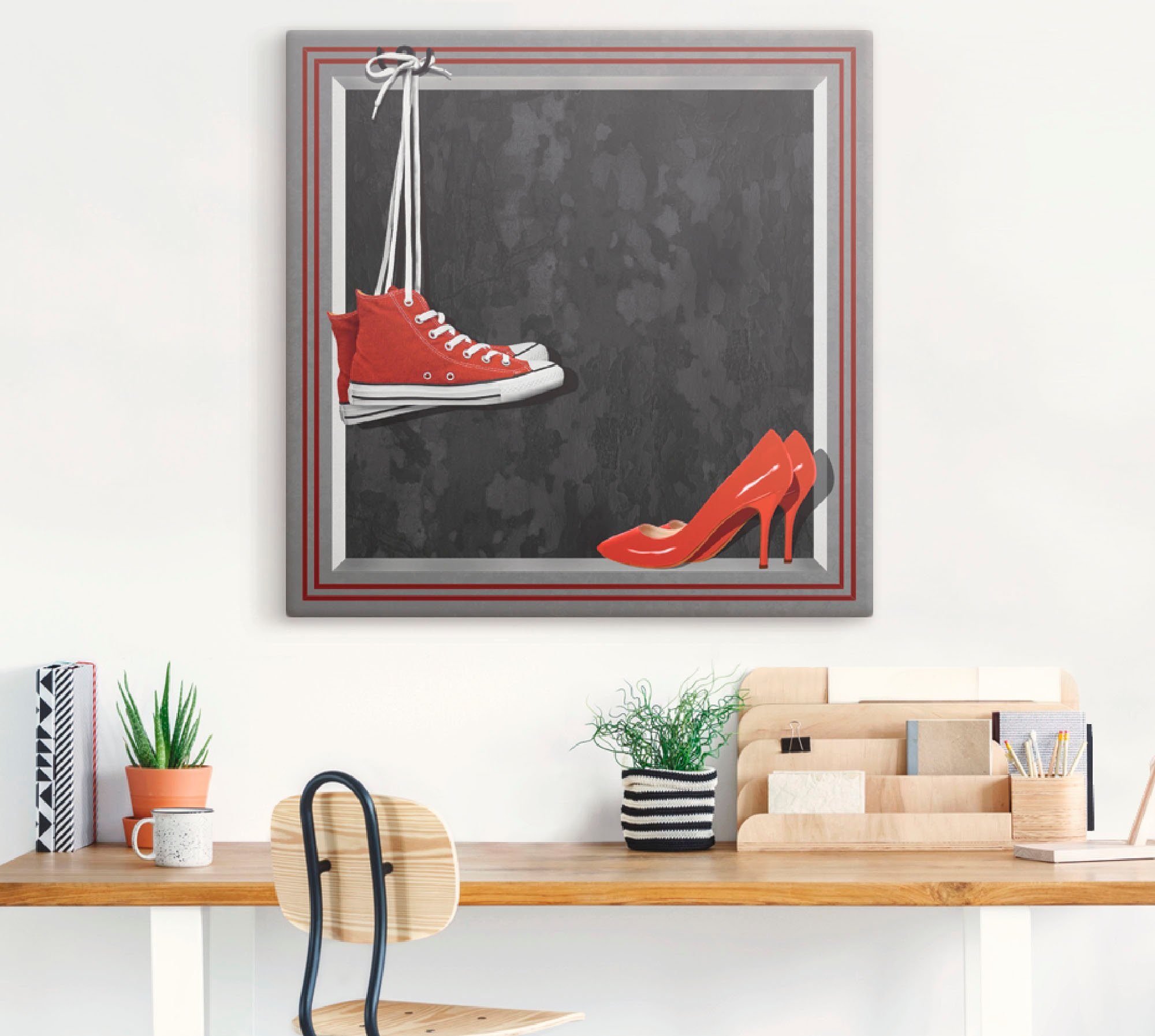 Artland Leinwandbild Die roten Schuhe, Mode (1 St), auf Holzrahmen gespannt