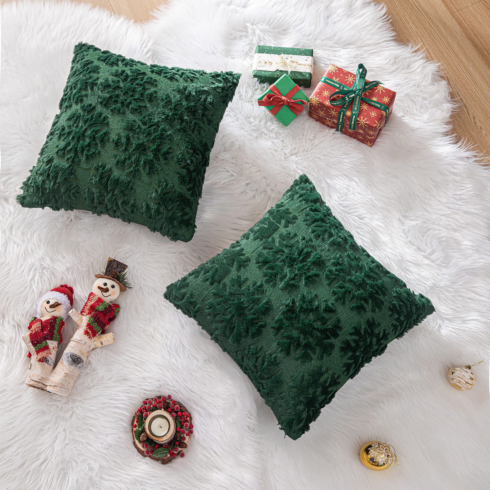 Qelus Kissenbezüge Kissenbezug Weihnachtsbaum Bestickt Zottelig günstig online kaufen