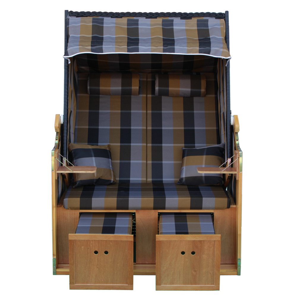 Vaiko Strandkorb Binz, BxTxH: 120,00x80,00x160,00 cm, Volllieger, Ostsee, (inkl. Hülle), 2-Sitzer