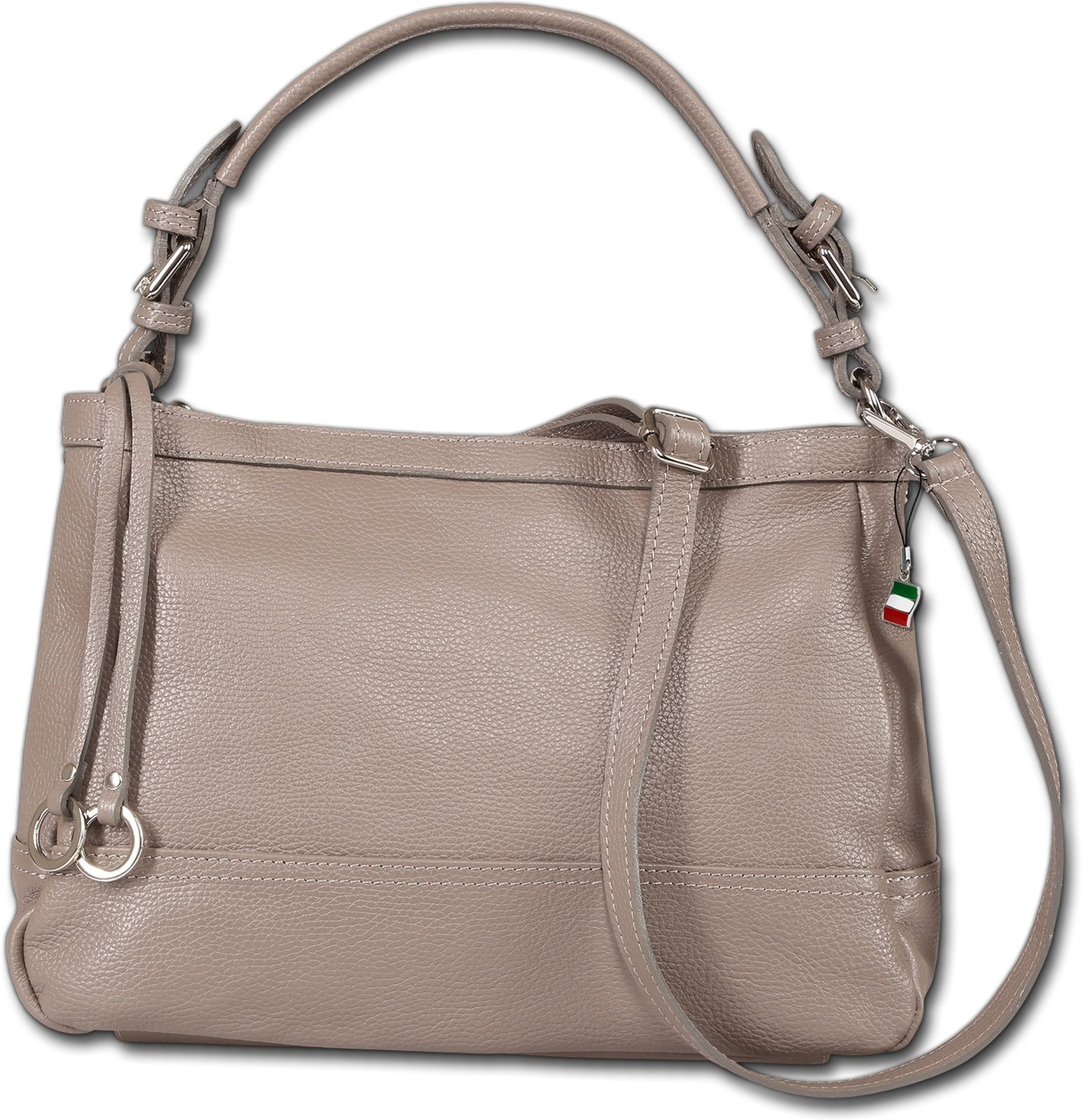 FLORENCE Schultertasche Florence Damen Schultertasche Hobo Bag (Schultertasche, Schultertasche), Damen Tasche Echtes Leder grau