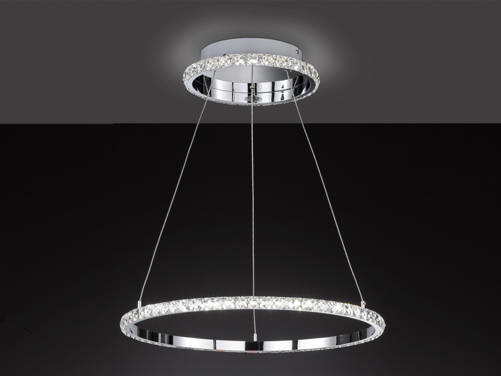 WOFI LED Pendelleuchte, Dimmer, LED fest integriert, Warmweiß, Esstisch dimmbar, große ausgefallene Galerie Ring-Lampe, Ø 60,5cm