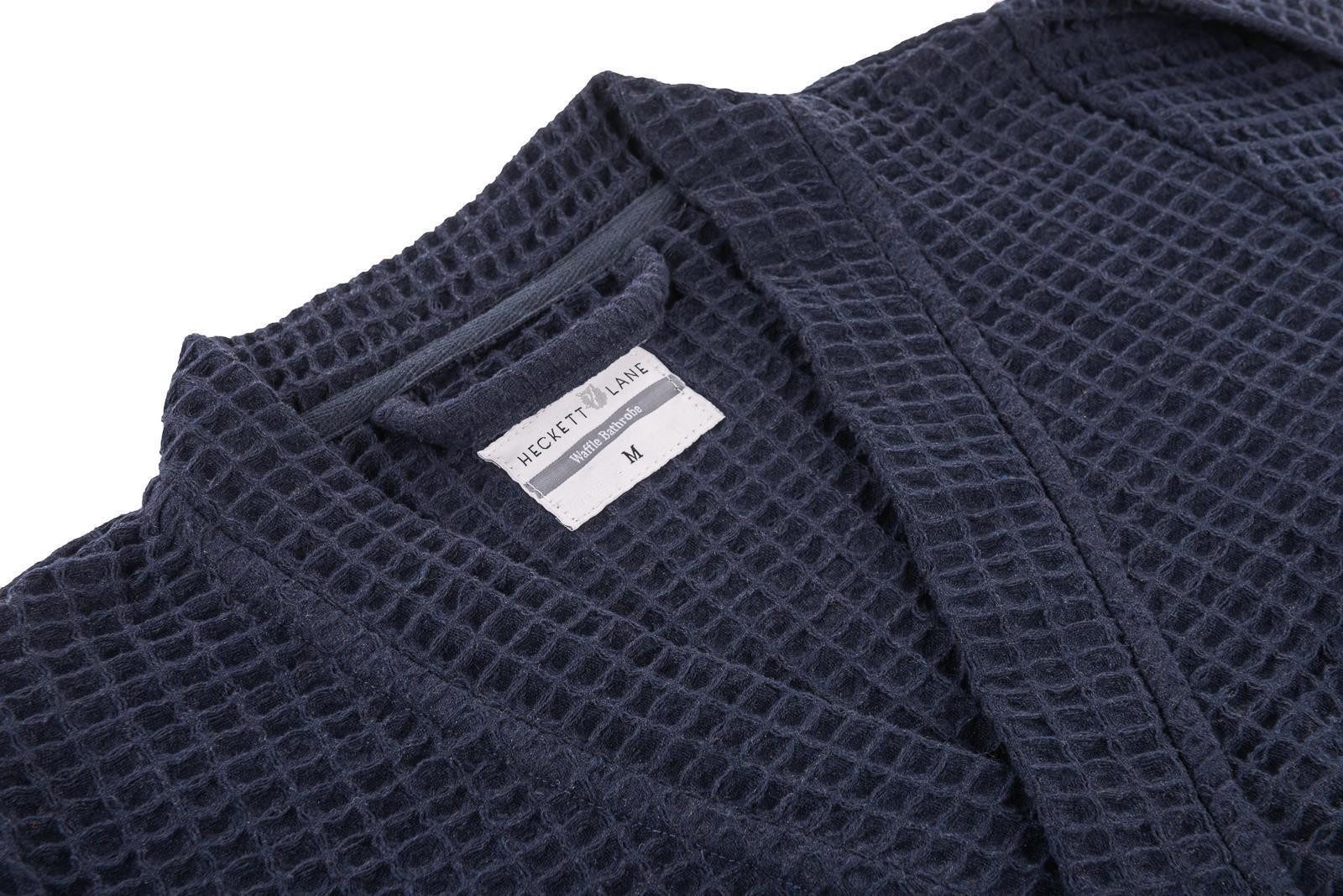 Heckett and Lane Bademantel Bademantel Wafel Lang XL Navy blue Bademantel XL Navy-Blue Uni, Bademantel Morgenmantel