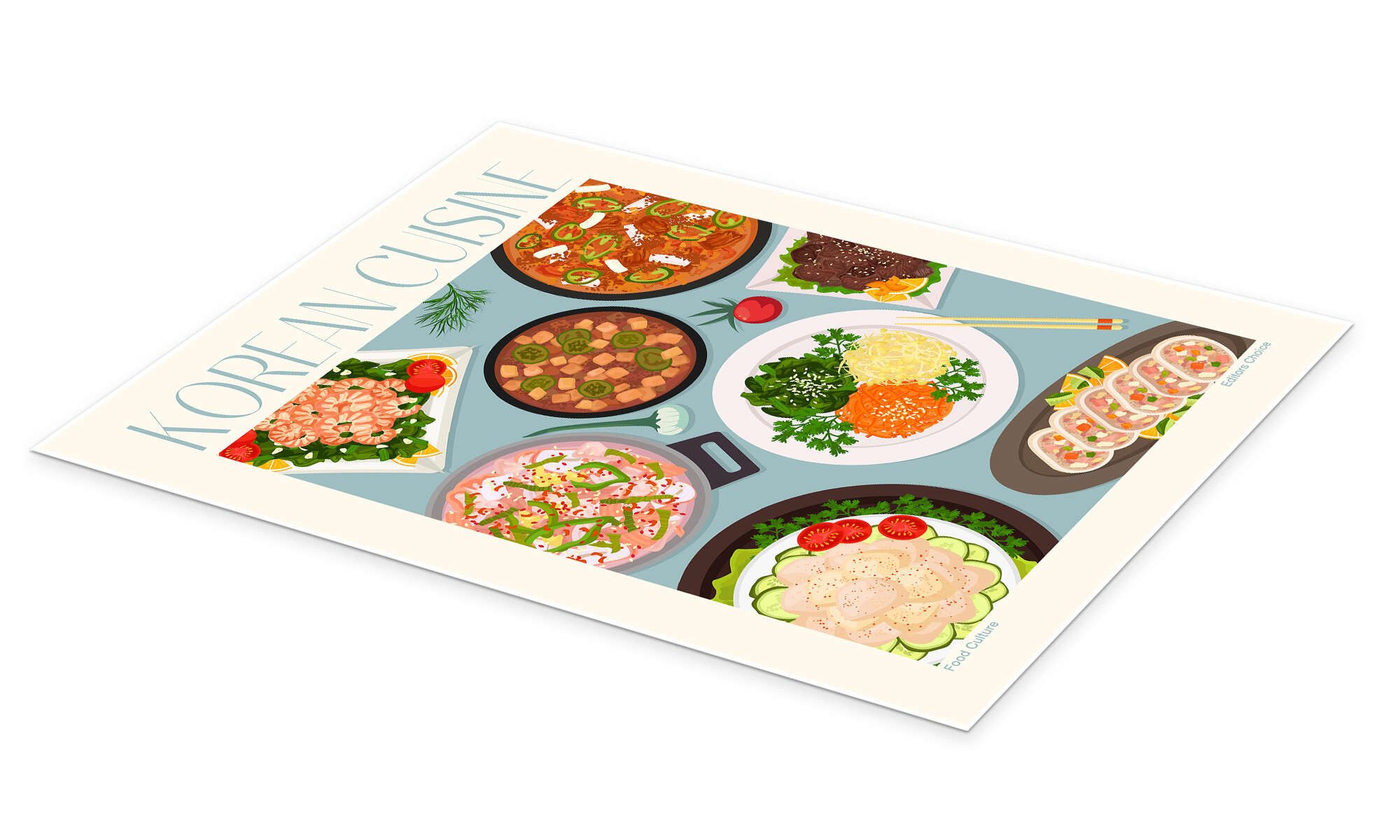 Posterlounge Wandbild Traditional Food - Korean Cuisine, Editors Choice, erhältlich als Poster, Leinwandbild, Wandsticker oder Acrylglasbild