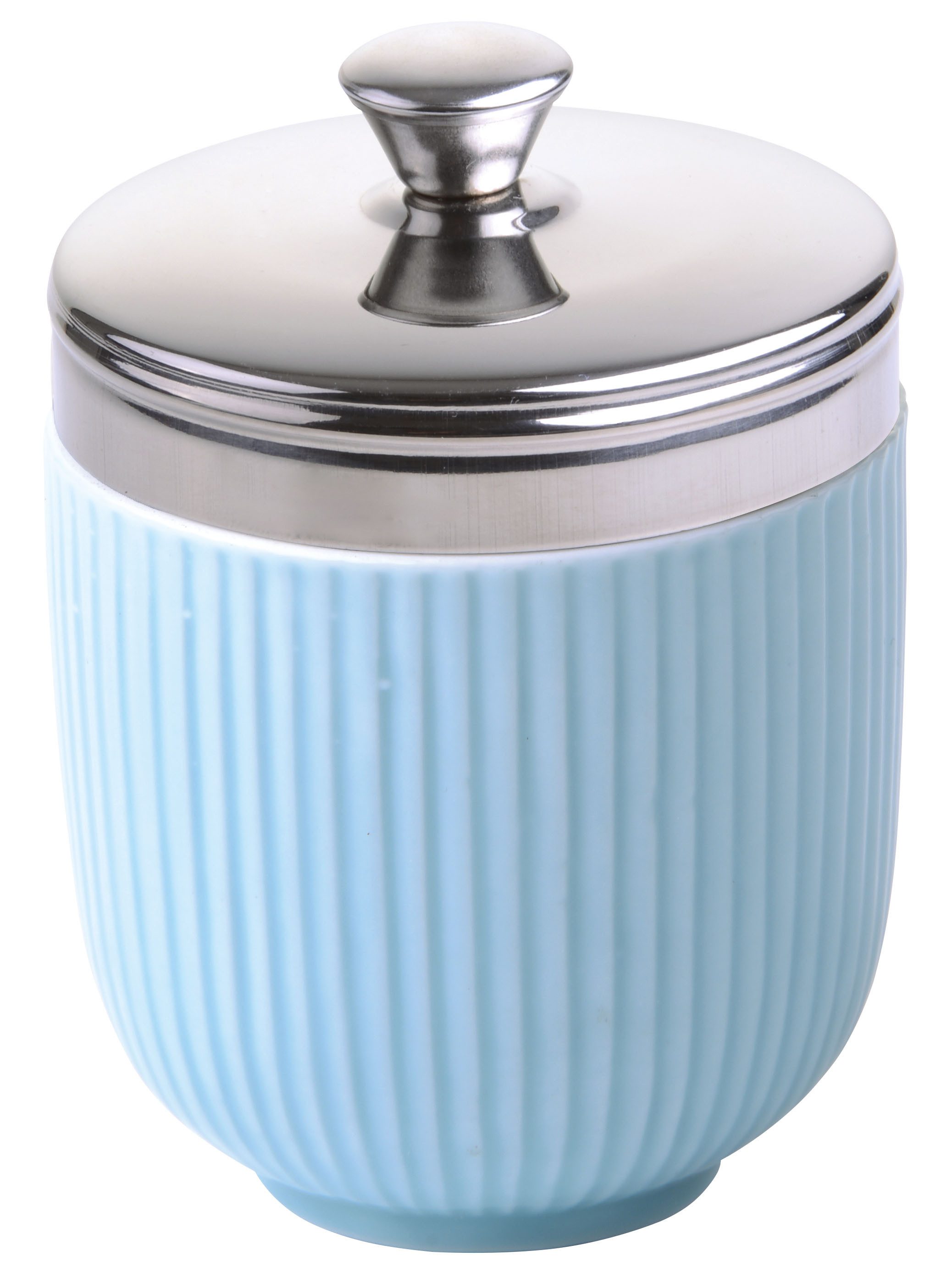 Eier-Pochierer Egg Coddler aus Porzellan, blau.