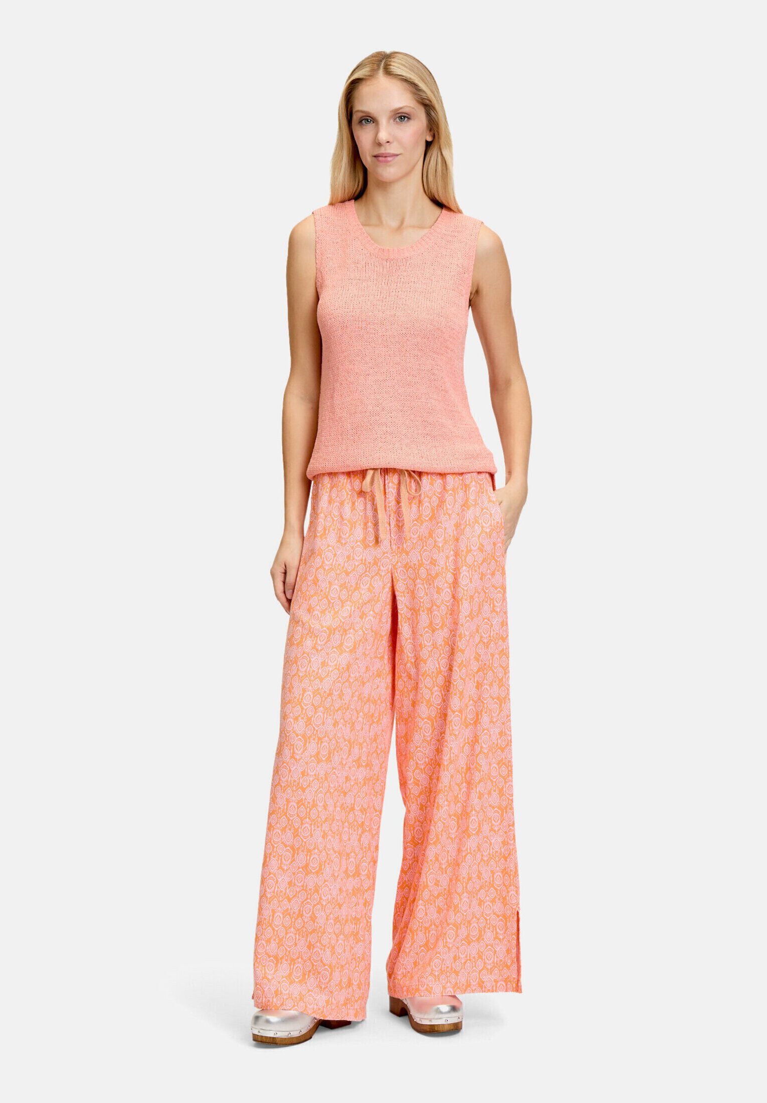 Cartoon Stricktop Damen mit Rundhalsausschnitt Rippbündchen