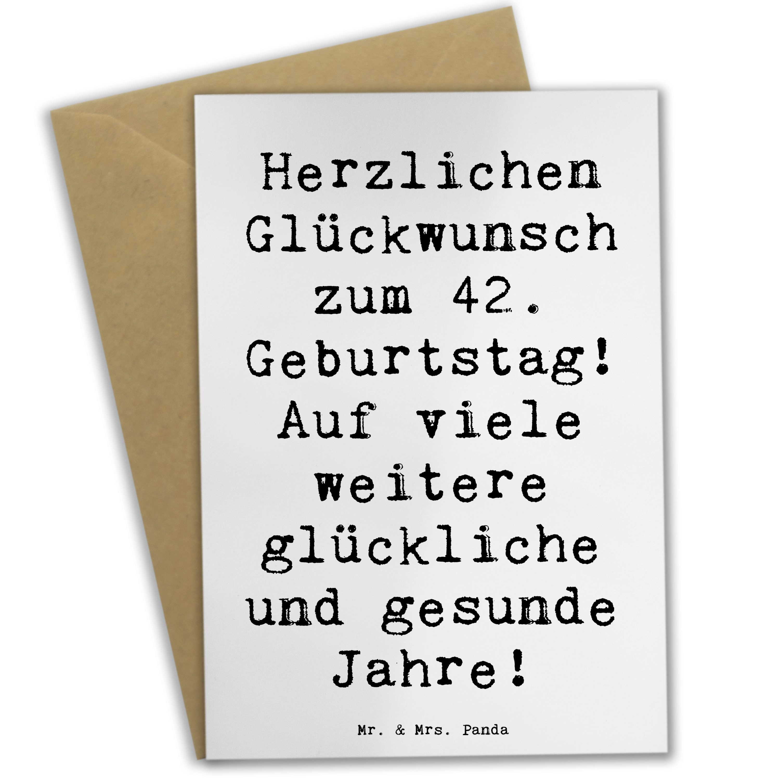 Grußkarte Spruch 42. Geburtstag Glückwunsch - Weiß - Geschenk, gesunde Jahre, b