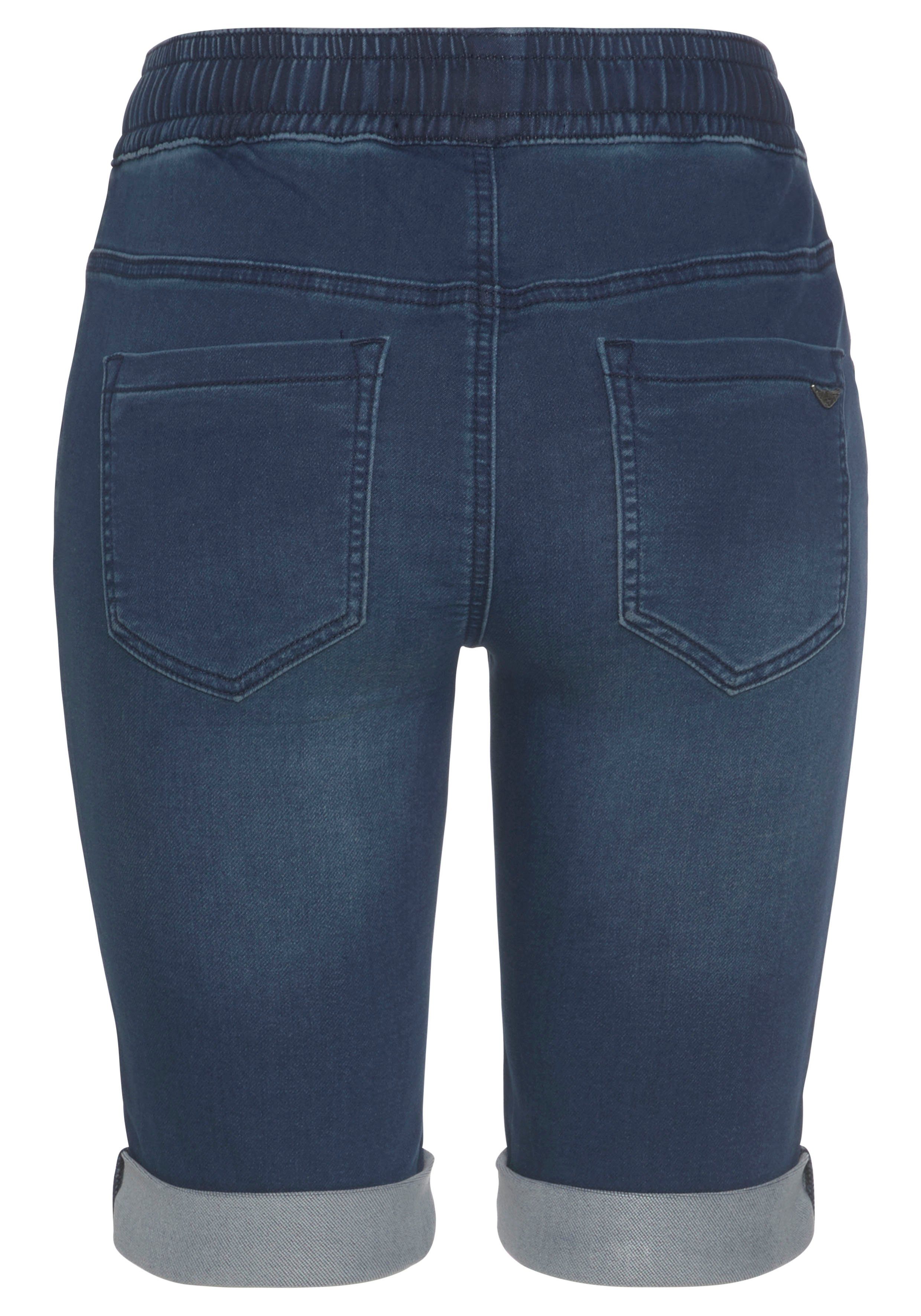 Arizona Jogg-Jeansbermudas hohe Leibhöhe, krempelbare Beinabschlüsse, Used-Look