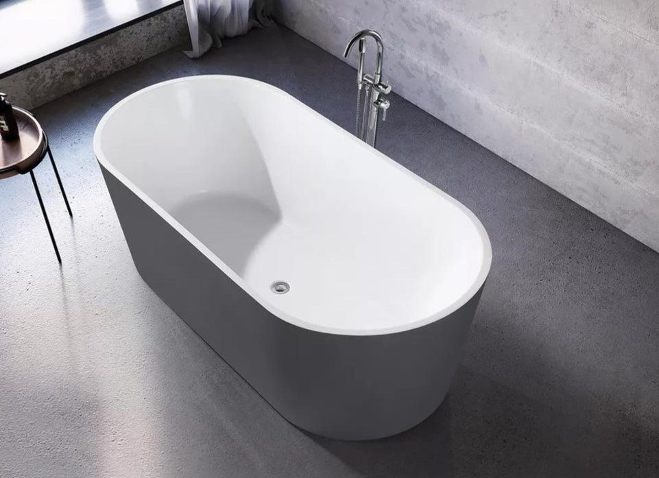 Xlmoebel Badewanne Freistehende graue Acryl-Badewanne für das Badezimmer, (1-tlg), Hergestellt in Europa