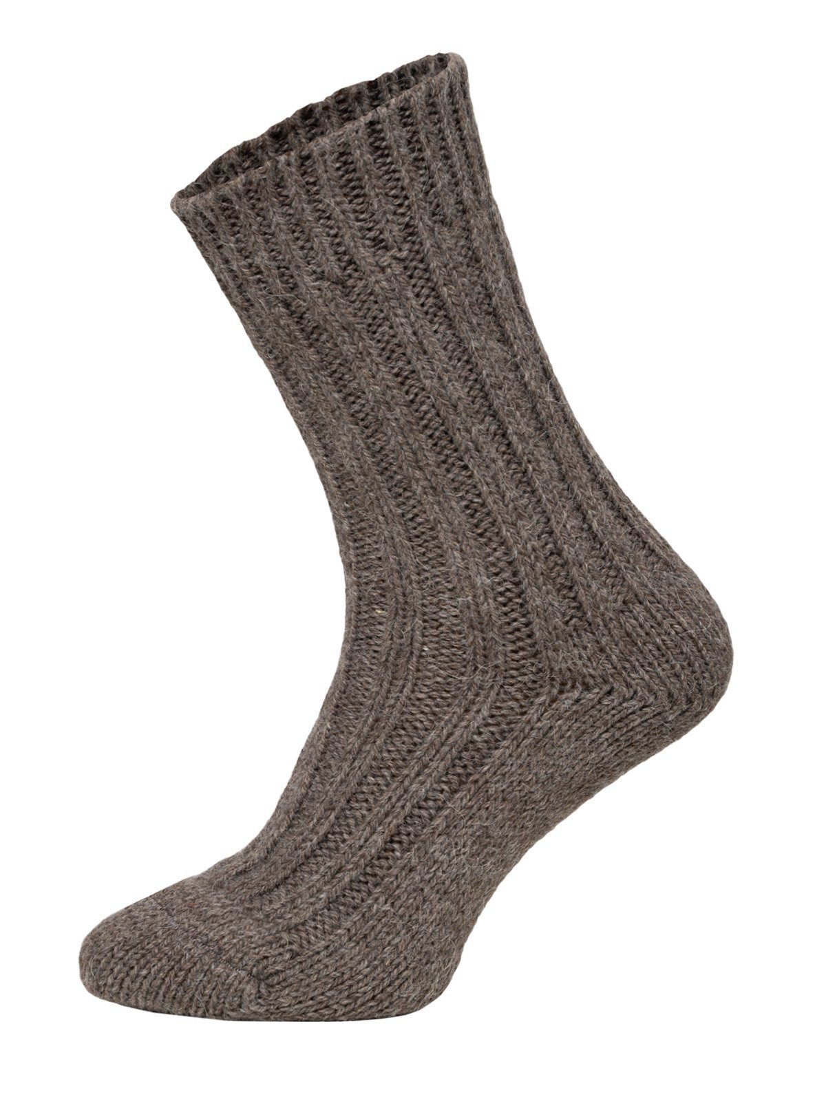 Socken Wollsocken Alpaka Natur hellgrau/braun- 2 Paar