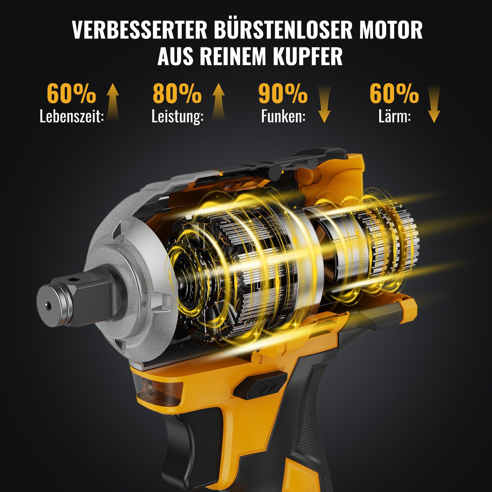 CONENTOOL Akku-Schlagschrauber 680Nm Bürstenloser Elektro Schlagschrauber, günstig online kaufen