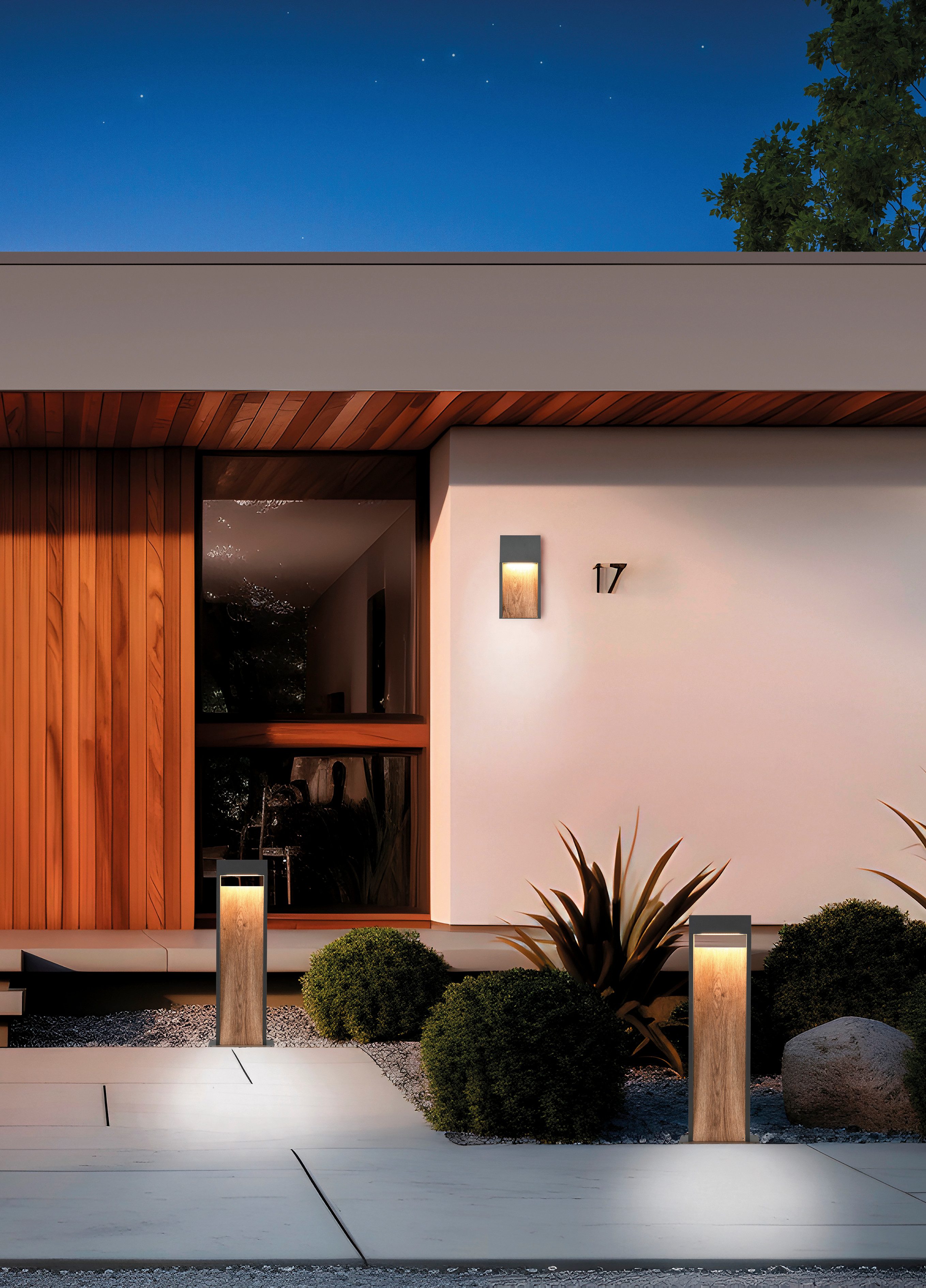 TRIO Leuchten LED Außen-Stehlampe SALMON, Outdoor LED Stehleuchte 11W 1200 Lm 3000K, Garten Stehlampe, LED fest integriert, Warmweiß, aus Aluminium & Holz-Optik, IP44 LED Garten Wegeleuchte