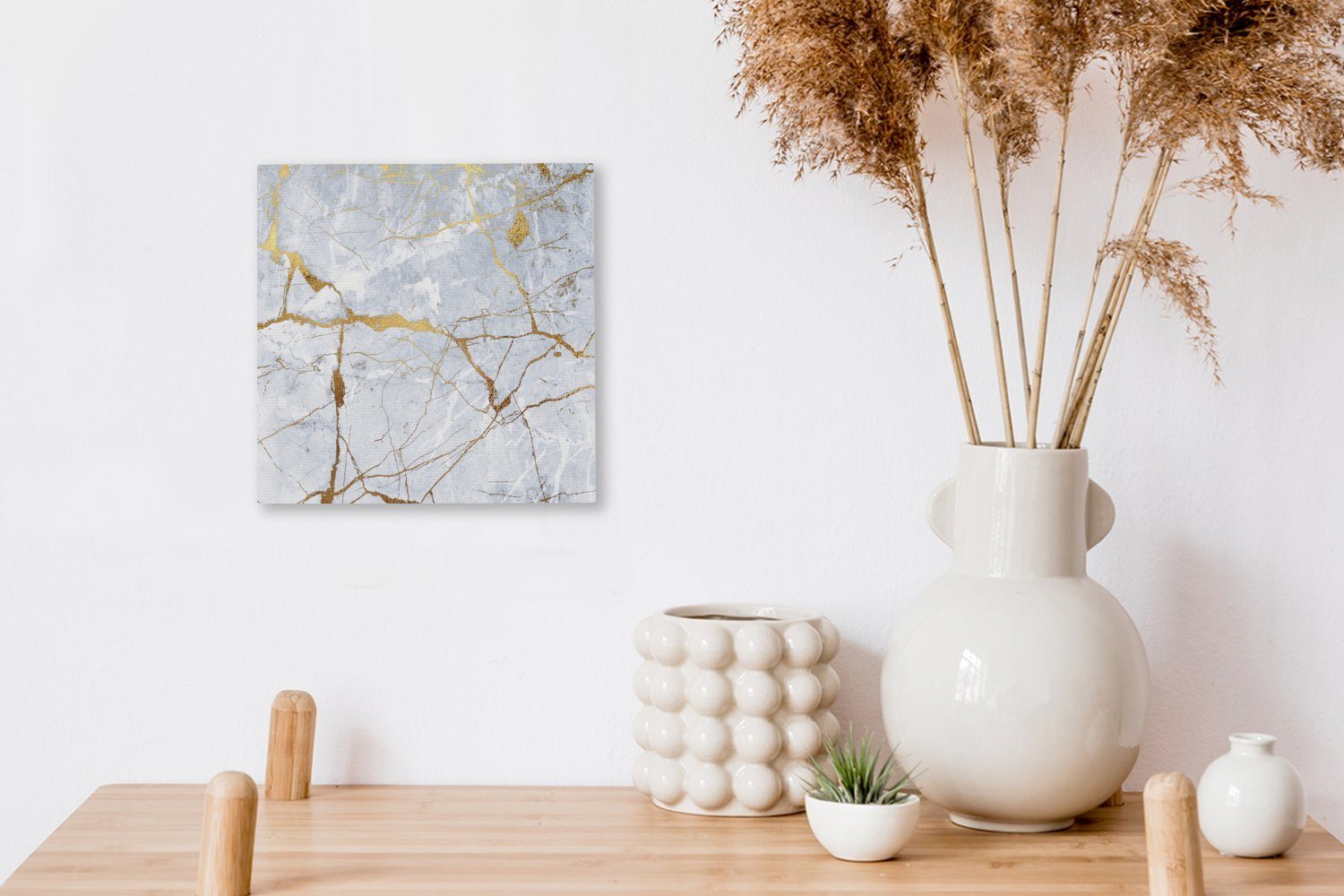 Marmor - (1 Weiß, St), für Wohnzimmer Muster OneMillionCanvasses® - Gold - Schlafzimmer Leinwand Leinwandbild Bilder