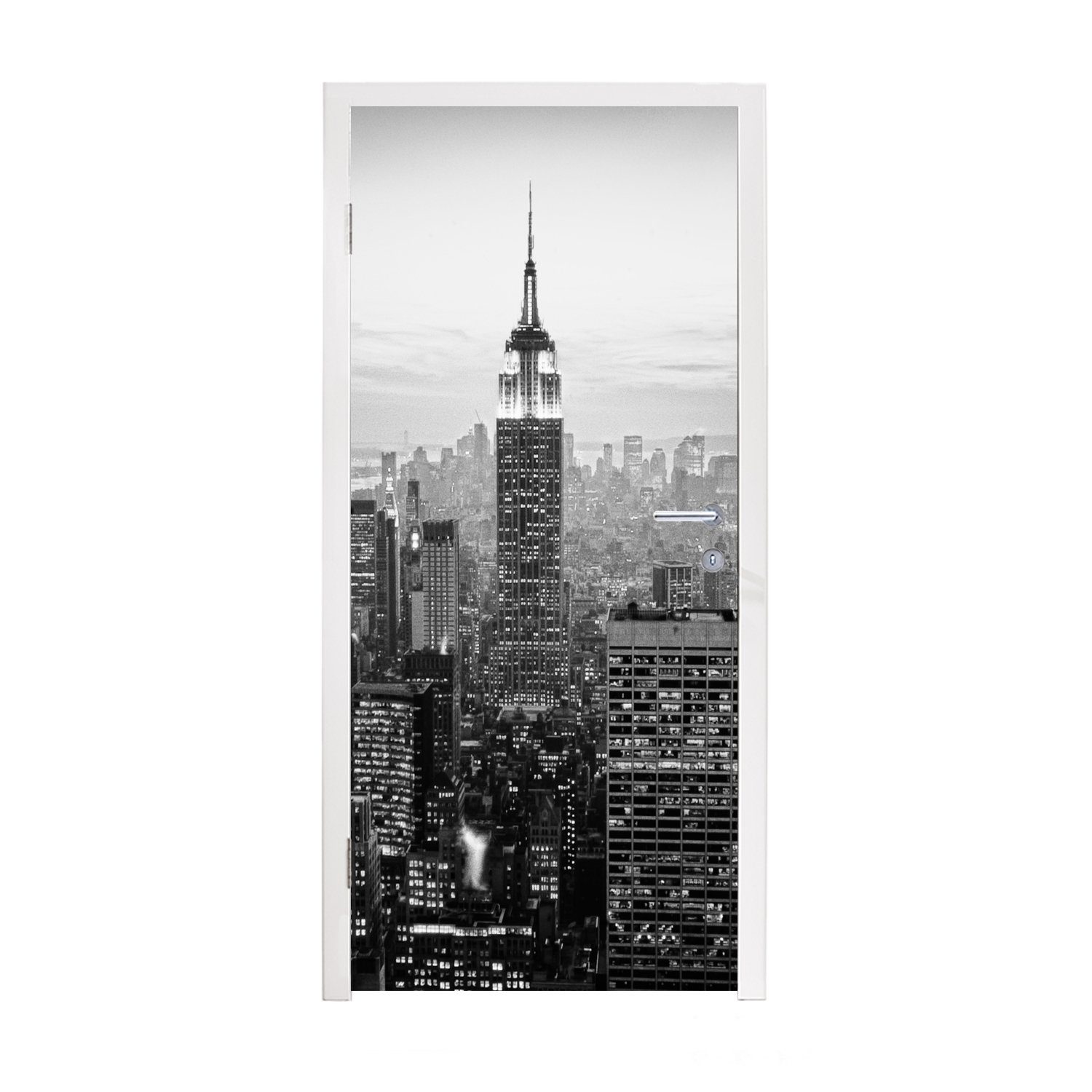 MuchoWow Türtapete New York (1 cm bedruckt, Fototapete Türaufkleber, Tür, für Schwarz-Weiß-Fotodruck, 75x205 St), City Matt
