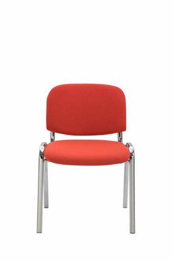 TPFLiving Besucherstuhl Keen mit hochwertiger Polsterung - Konferenzstuhl (Besprechungsstuhl - Warteraumstuhl - Messestuhl), Gestell: Metall chrom - Sitzfläche: Stoff rot