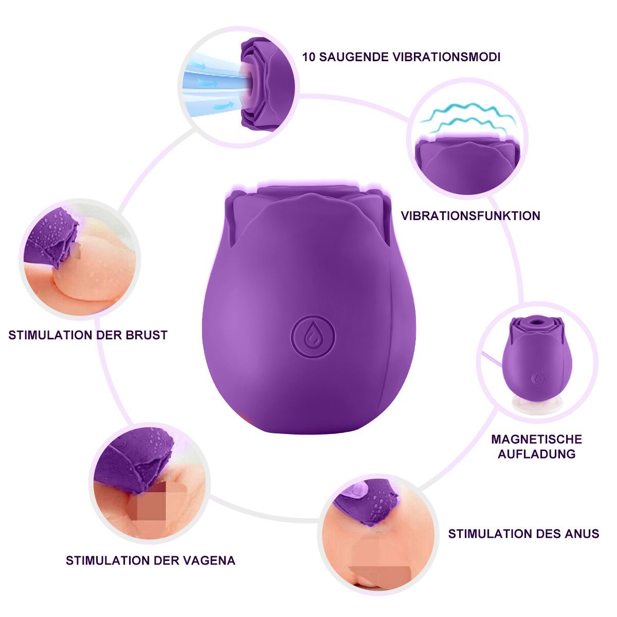 LETGOSPT Vibrator Rosen Vibrator, Silikon Clit Sex Spielzeug Für Klitoris-Stimulator, Frauen Sucker Mit Vibrationsmodi, 10 Wasserdicht
