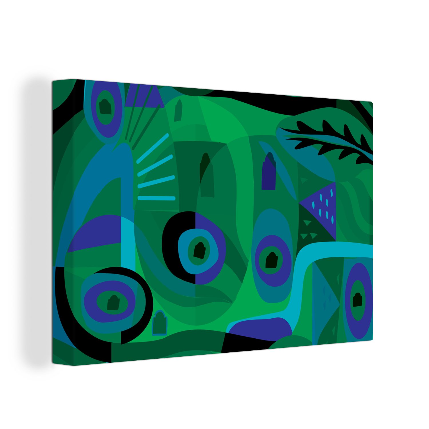 OneMillionCanvasses® Leinwandbild Abstraktes Kunstwerk mit einem Farn, (1 St), Wandbild Leinwandbilder, Aufhängefertig, Wanddeko, 30x20 cm
