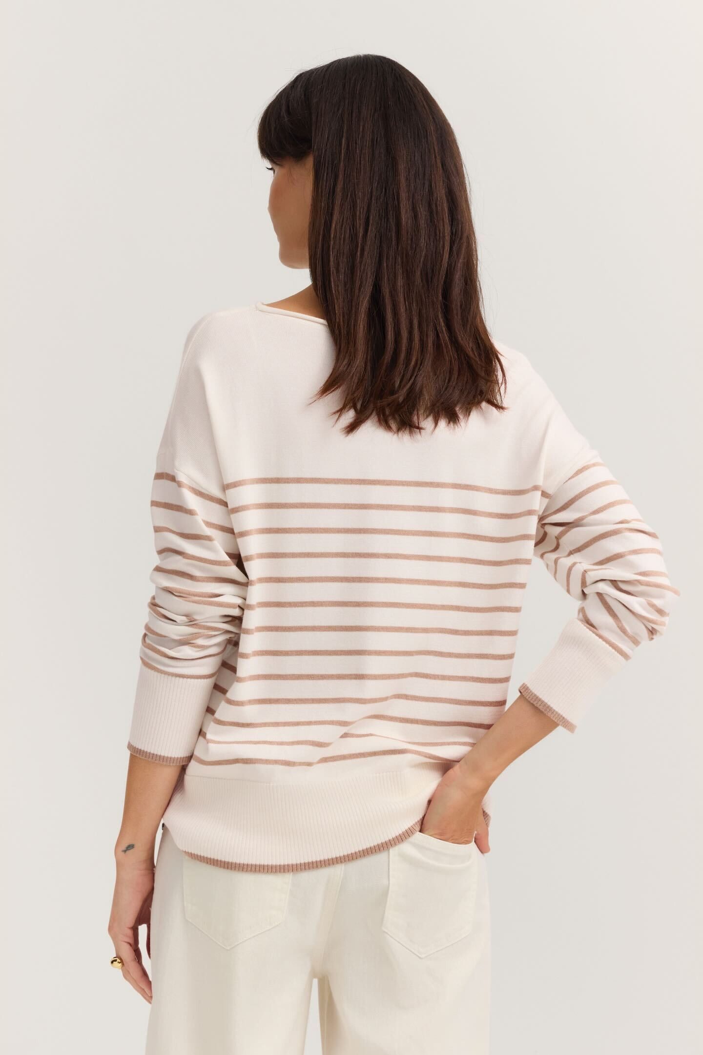 bugatti Rundhalspullover Regular Fit mit Streifen günstig online kaufen
