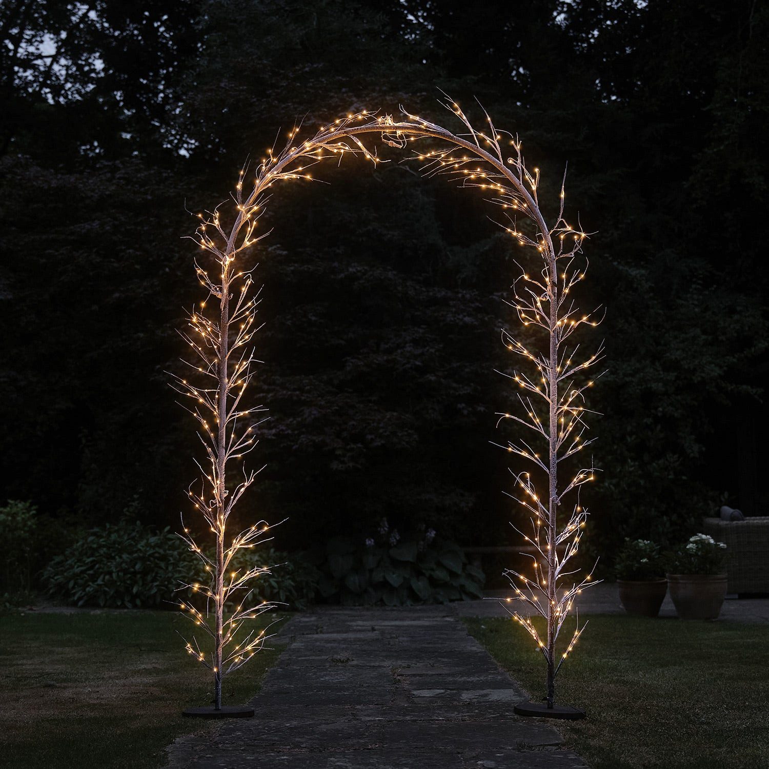 Lights4fun LED Gartenleuchte 2,3m verschneiter LED-Bogen