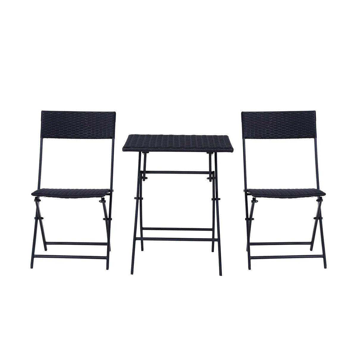 XDeer Gartenlounge-Set Gartenlounge-Set Polyrattan Bistroset Gartenmöbel Set, für 2 Personen Balkon & Terrasse Schwarz