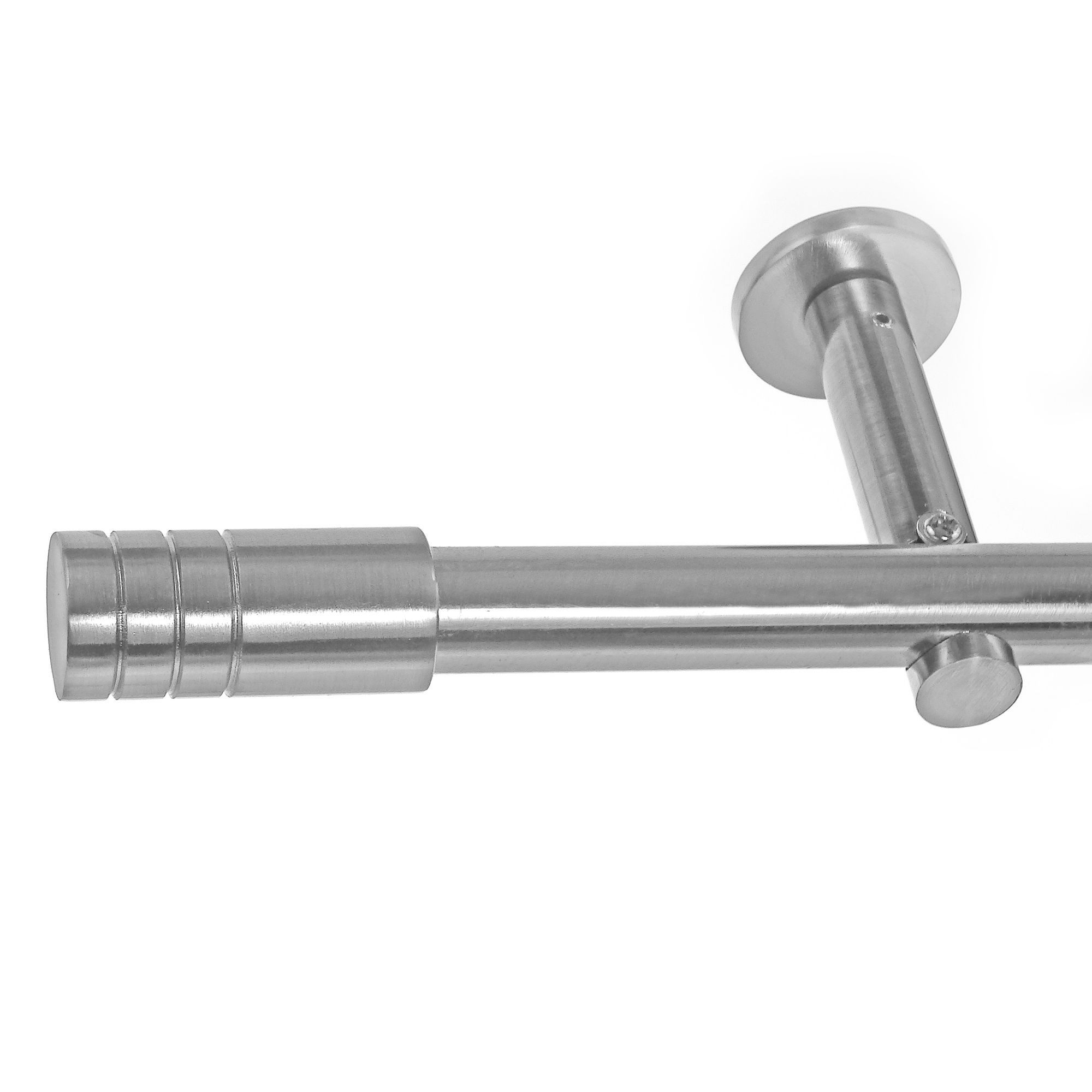 BASIT Gardinenstange Edelstahloptik 19mm mit Wandträgern 120 cm E60, Ø 19 mm, 1-läufig, verschraubt, Metall, H19 120 cm E60 Zylinder