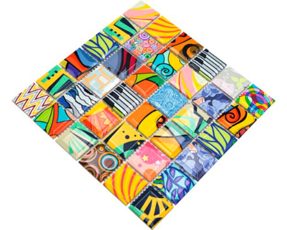 Mosani Mosaikfliesen Keramik Mosaik Fliese Bunte Retro Mosaikfliesen POP UP ART