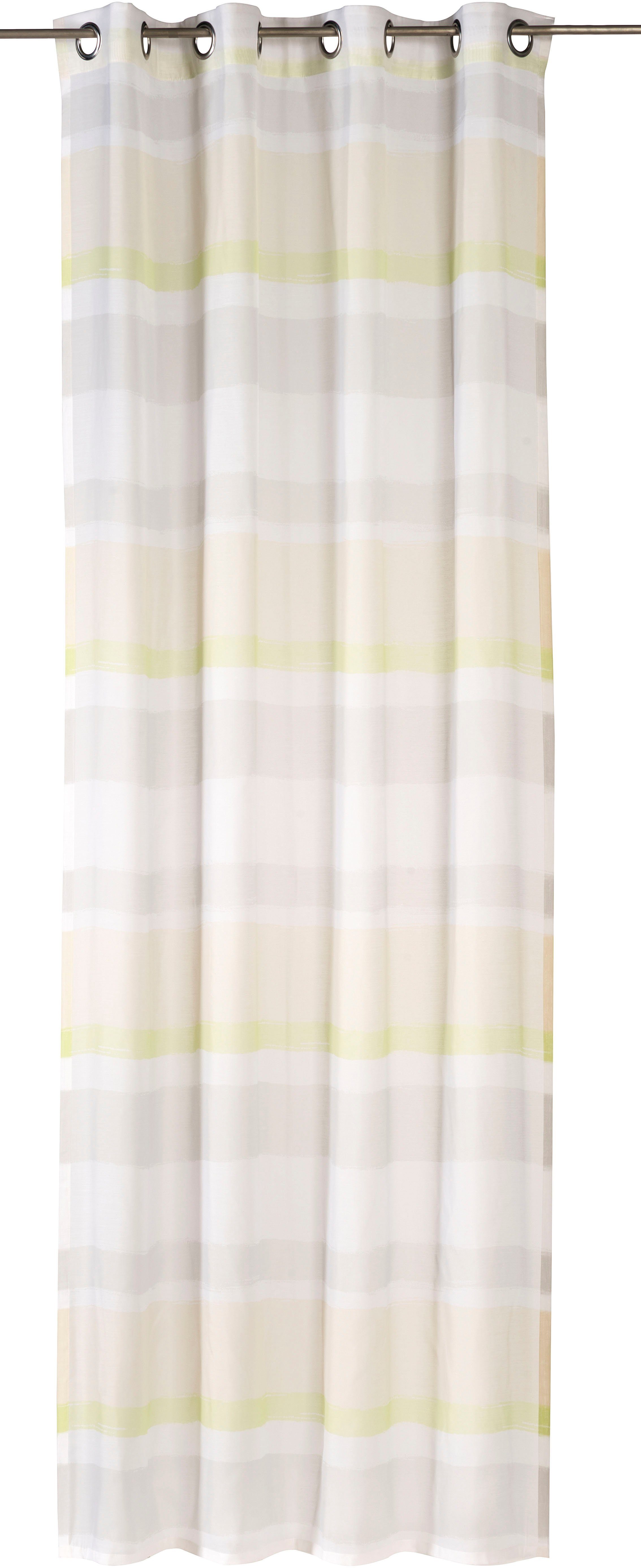 Gardine Sweet Love Stripe, halbtransparent, ELBERSDRUCKE, grün Voile St), Ösen (1