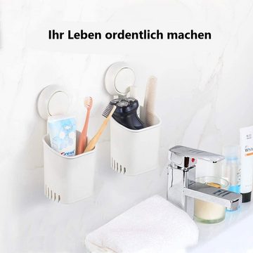 Elegear Badorganizer Wandmontage Zahnbürstenständer, Selbstklebend (1 St), abnehmbar Saugnapf ohne Bohren