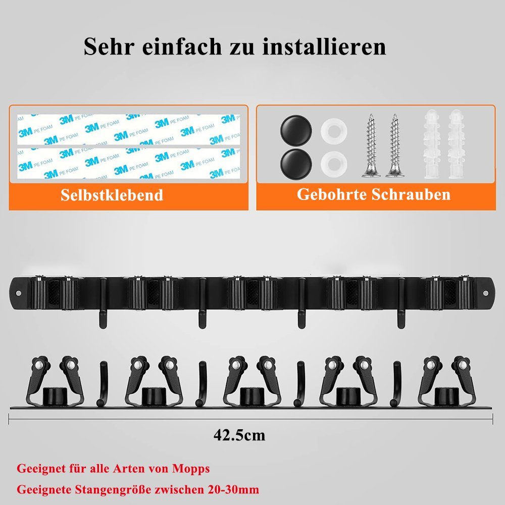 NUODWELL Wandhaken Besenhalterung Wand Besenhalter Gerätehalter Edelstahl B günstig online kaufen