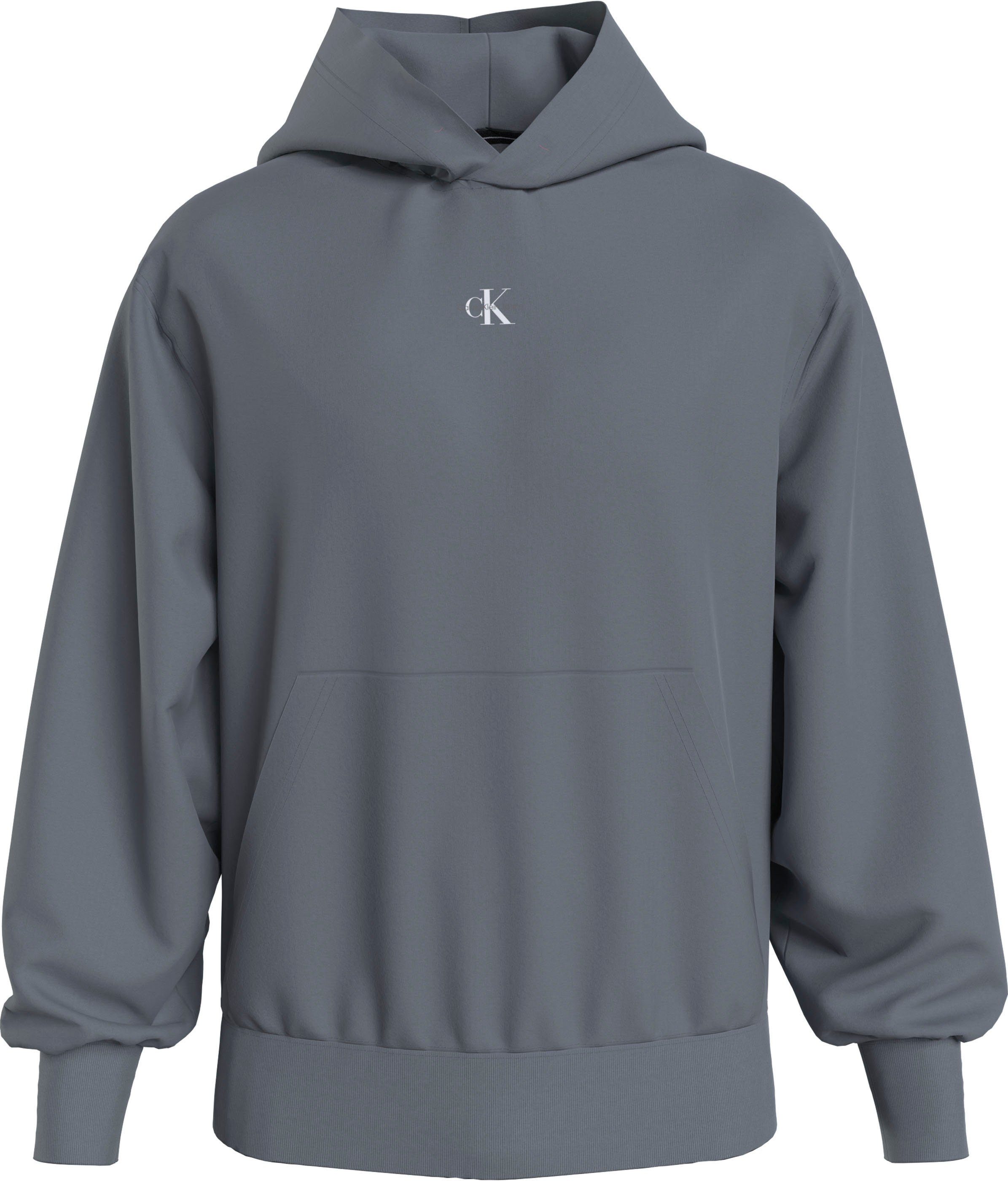 Calvin Klein Jeans Kapuzensweatshirt MICRO MONOLOGO HOODIE (1-tlg) mit Bio Baumwollanteil Overcast Grey